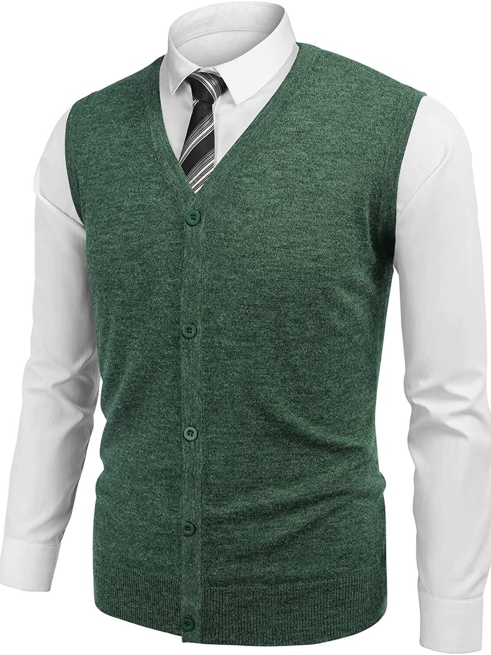 Coofandy Sweater Button Cardigan Vest Size Medium Green